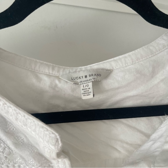 Lucky Brand white embroidered 3/4 sleeve top size Large - Picture 7 of 7